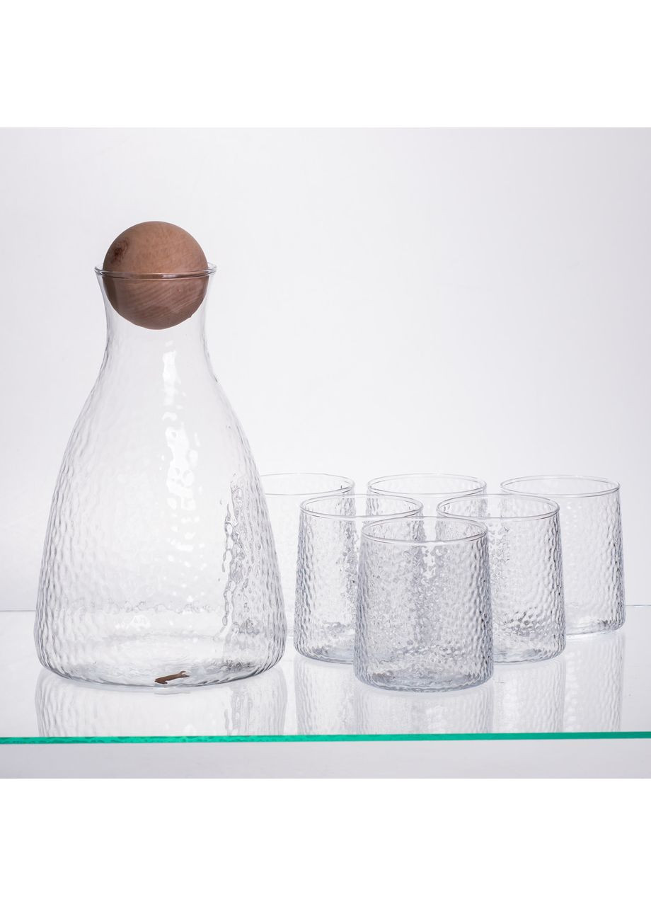 Набор для напитков графин 2 литра и 6 стаканов из стекла для воды и соков сервировка стола посуда Yiwu (370432653)