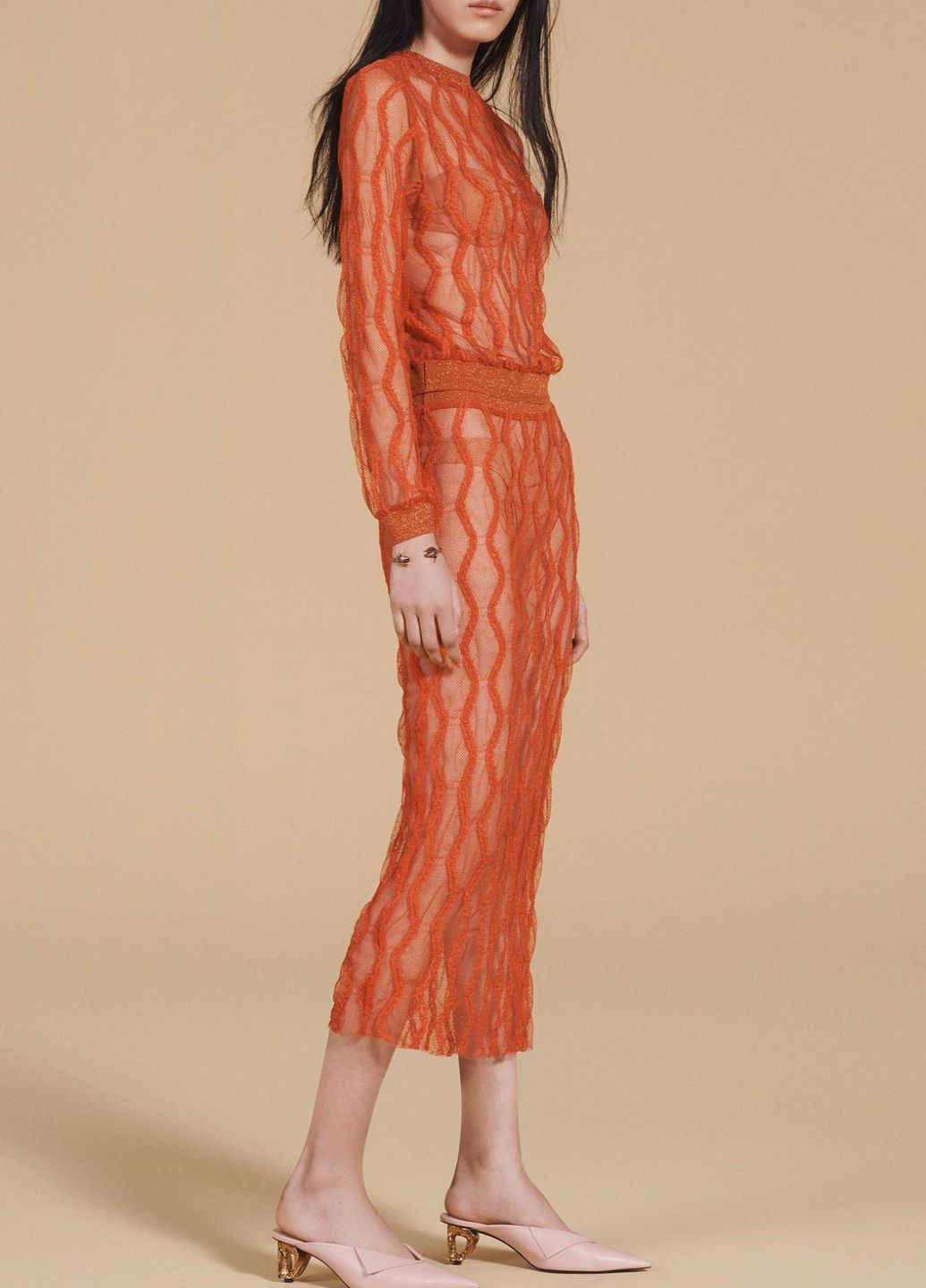 Оранжевая праздничный с абстрактным узором юбка Zara