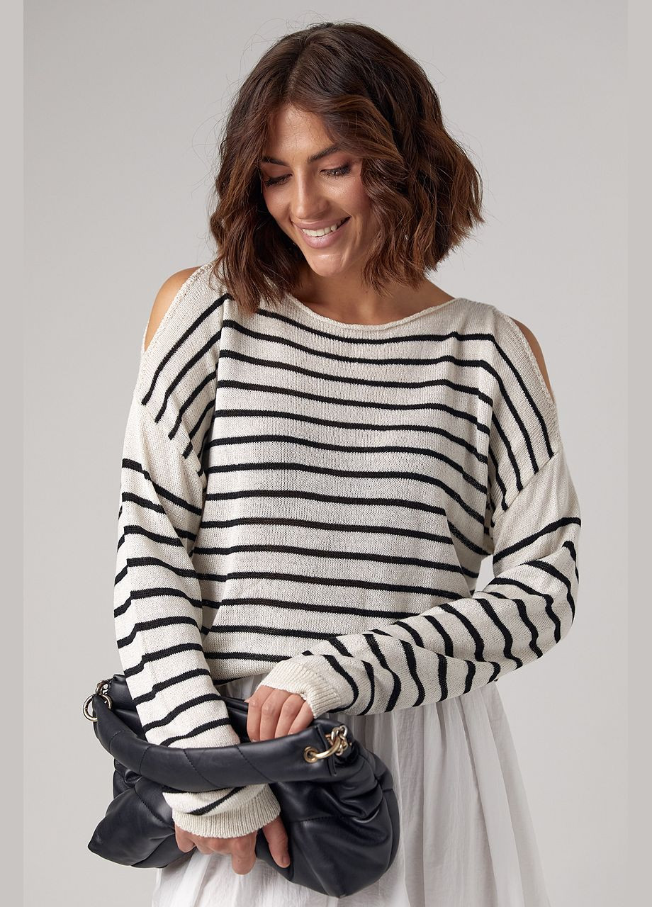 Жіночий смугастий лонгслів із розрізами на плечах Lurex (298730303)