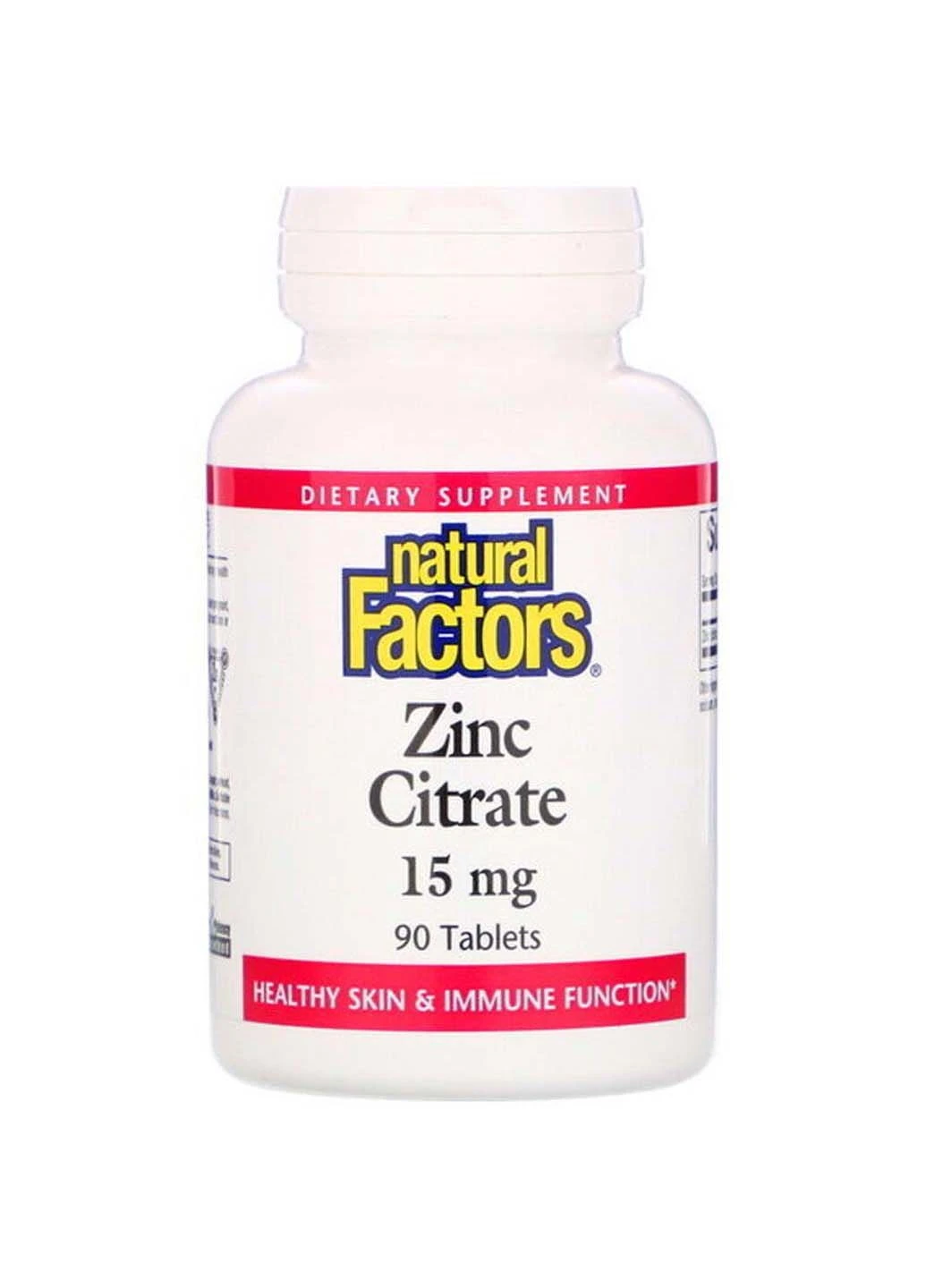 Микроэлемент Цинк Zinc Citrate 15 mg 90 Tabs Natural Factors (301861441)