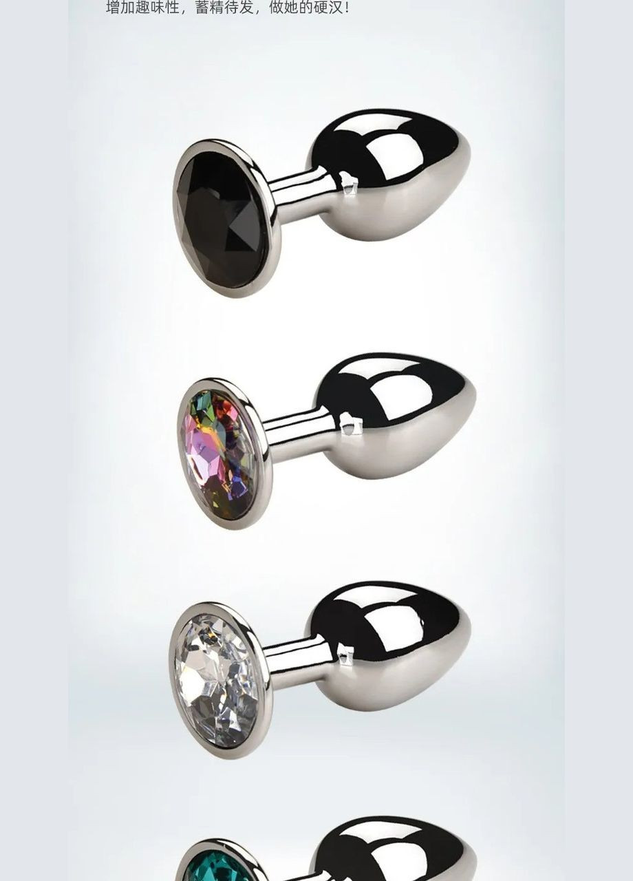 Анальна пробка з червоним каменем, металева, М Alive (330618083)