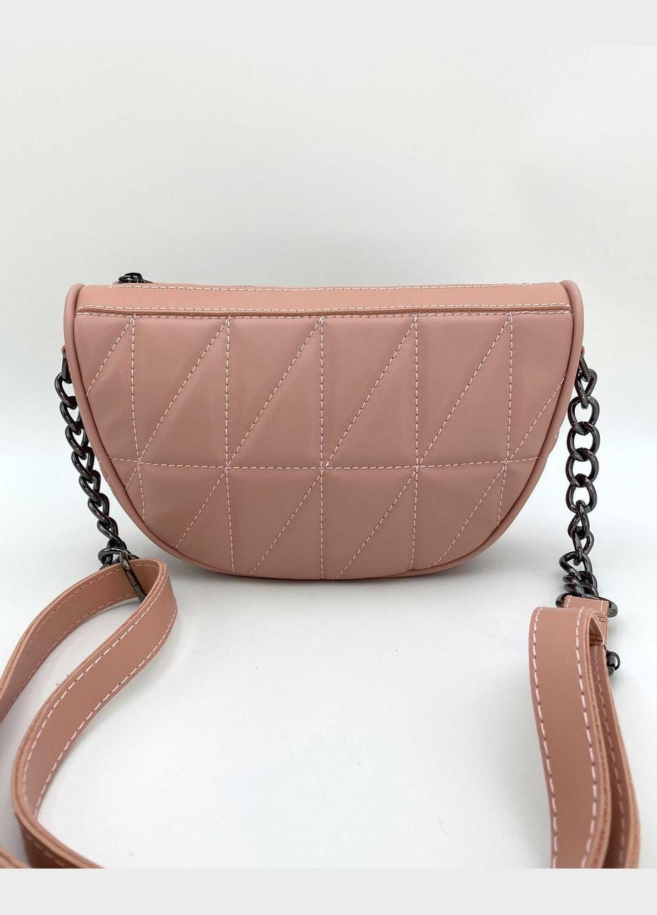 Пудрова жіноча сумка крос-боді на довгому ремінці з ланцюжком «Лайзі» стьобана екошкіра WeLassie (298571062)
