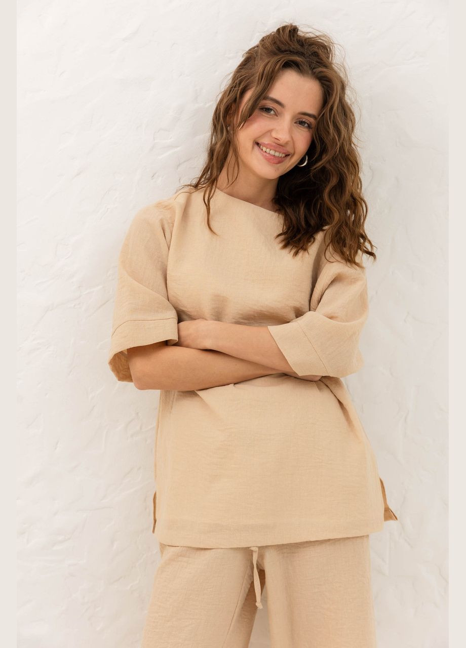 Літній костюм футболка кюлоти. Бежевий Seventeen (337363756)