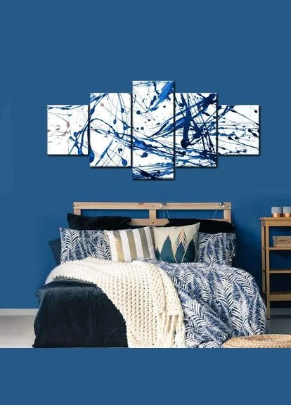 Модульна картина з п'яти частин Хаотична синява 112x48 см (M5_M_22) Art Studio Shop (379846685)