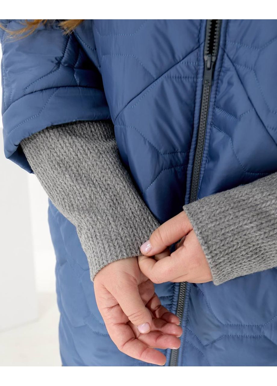 Синяя зимняя ✨женский пуховик «луна» с наполнителем био-пух замеры в описании✨ куртка-пальто DK/DL Мода без кордонів