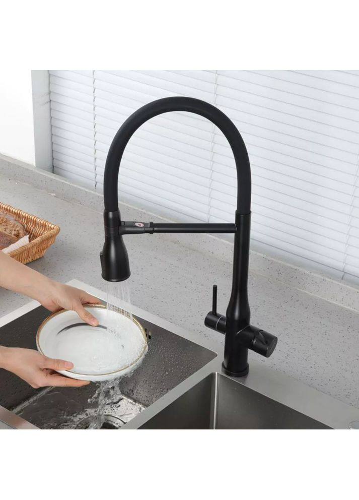 G4399-76 кухня під осмос одноваж. вис. силікон. вилив нерж. сталь гайка Ø35 (чорний) {8/1} GAPPO (371881951)