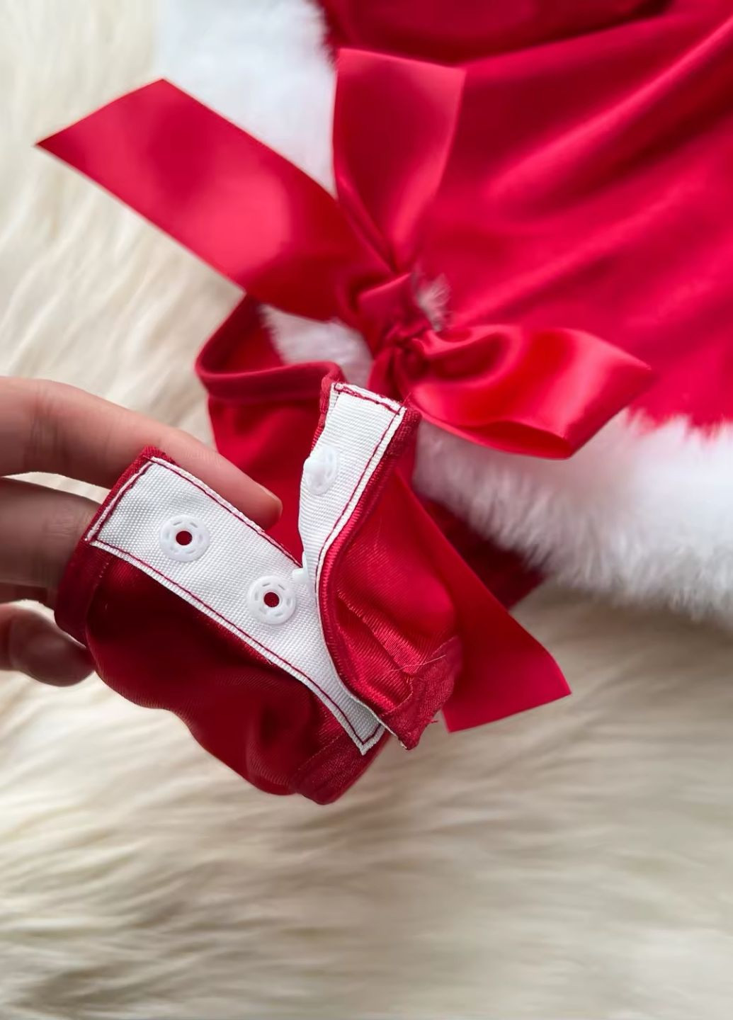 Красный зимний женский комплект зайки боди и ушки новогодний с пушком и открытой грудью santa No Brand