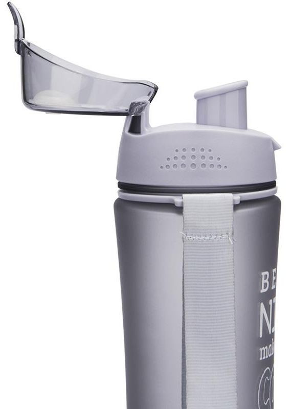 Спортивная бутылка 650мл пластиковая для активного отдыха с трубочкой-поилкой серо-лиловая Fissman (368980853)