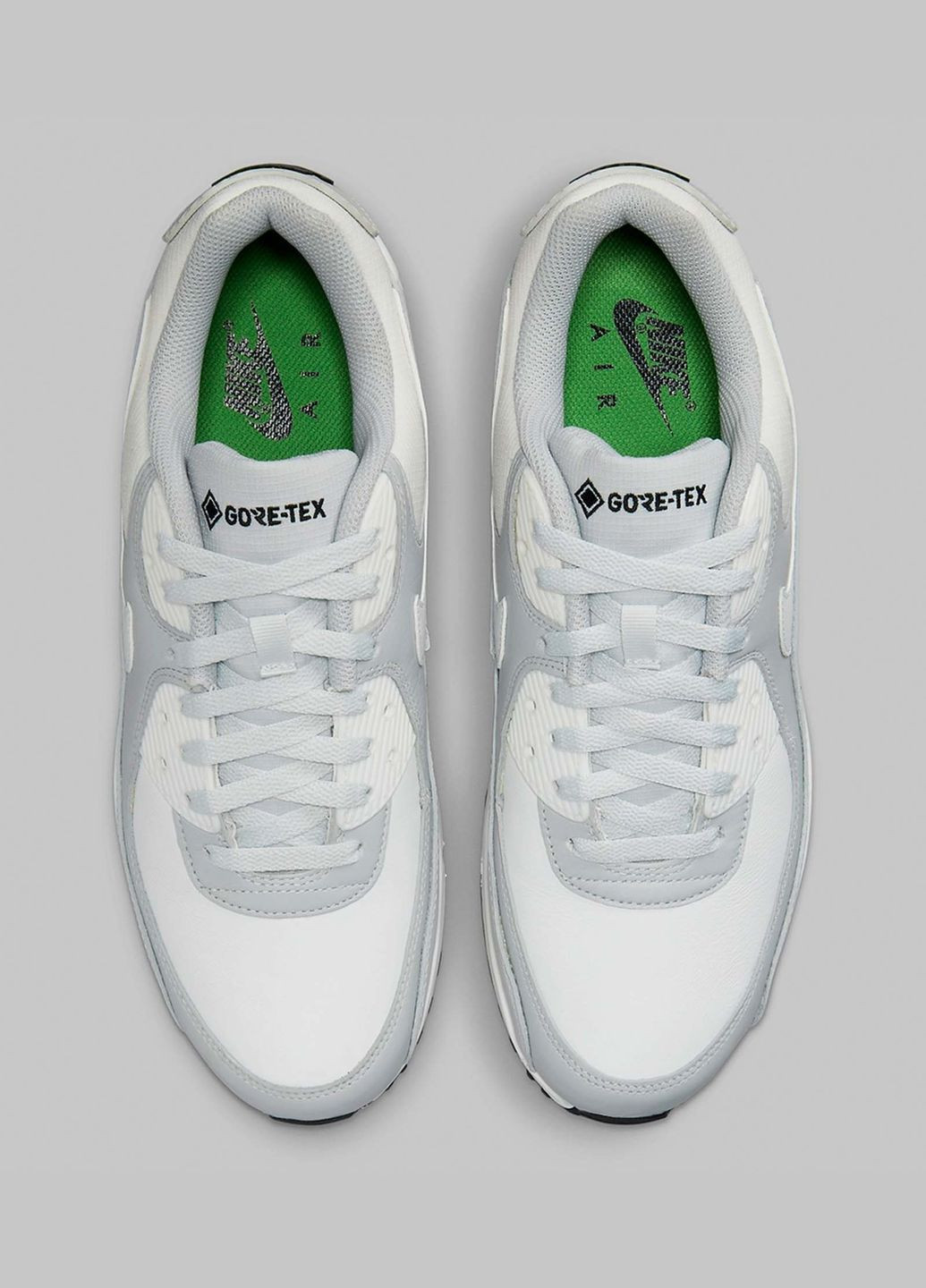 Білі всесезон кросівки чоловічі air max 90 gtx dj9779-003 весна-осінь шкіра текстиль мембрана біло-сірі Nike