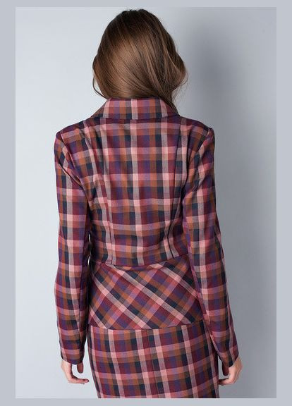 Цветной женский жакет в клетку с баской 2 Льва - демисезонный