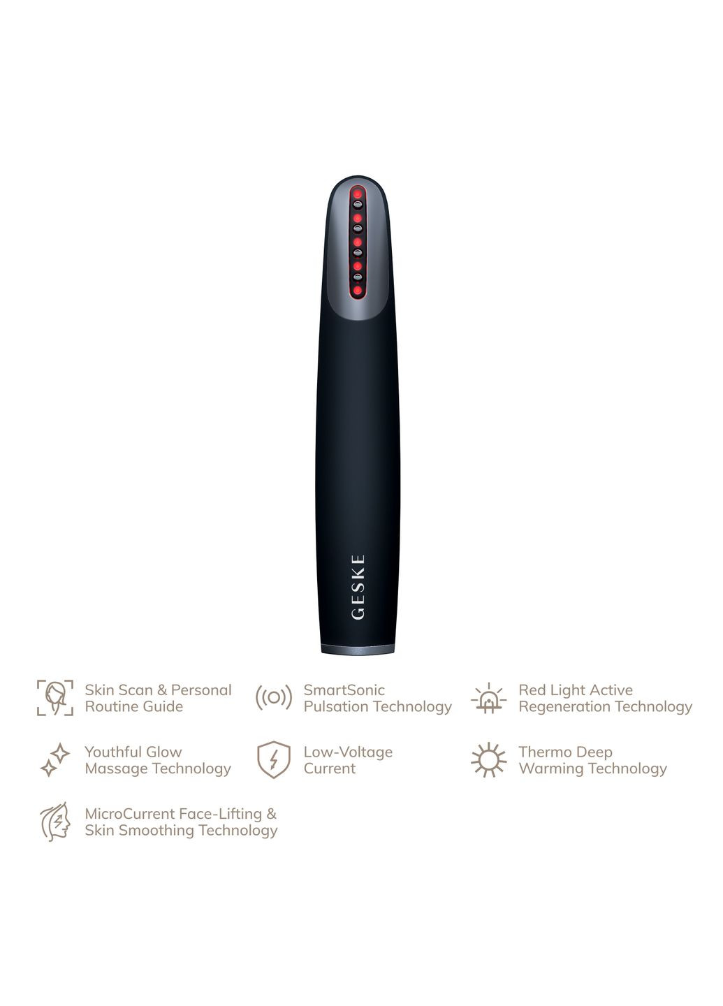 Пристрій для зміцнення і тонізації шкіри обличчя Skin Firming Wand 7в1 black GESKE (341526198)