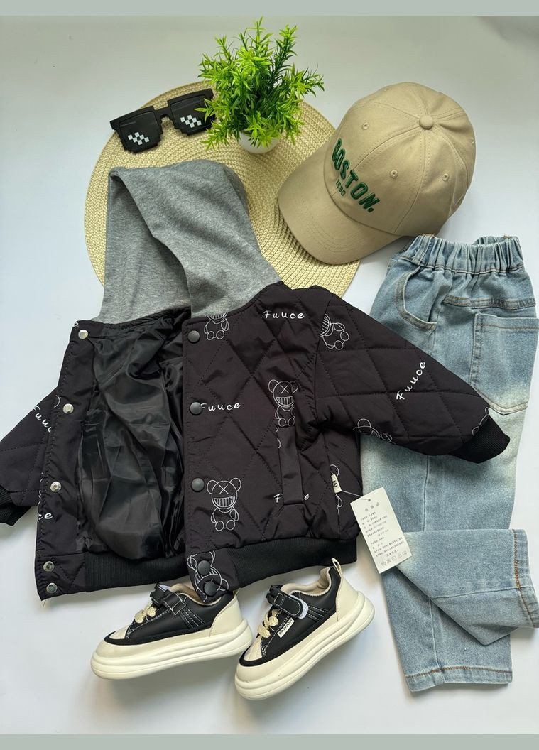 Чорна демісезонна бомбер для хлопчика fuuce 10741 No Brand