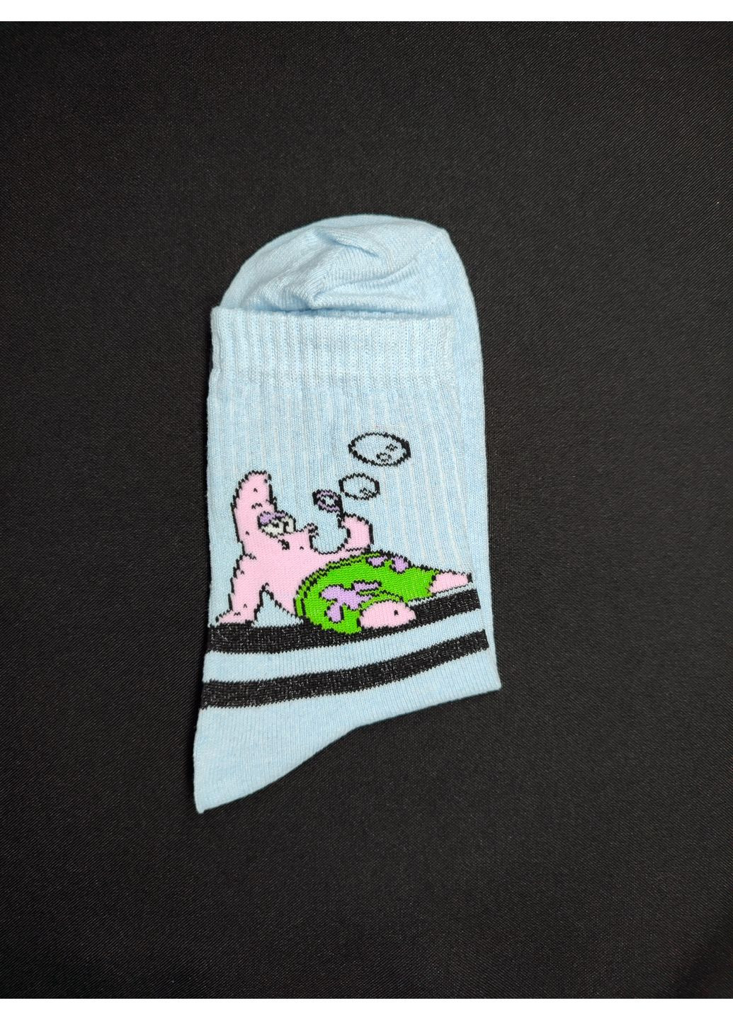 Синие модные синие высокие носки прикол с принтом патрик рисунки (361866181)