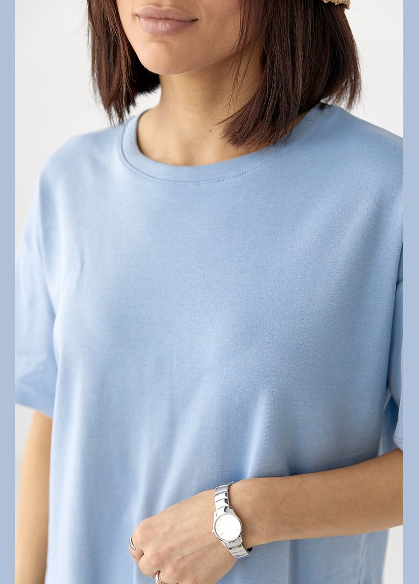 Однотонная футболка с разрезами Lurex Футболка - (333972624)