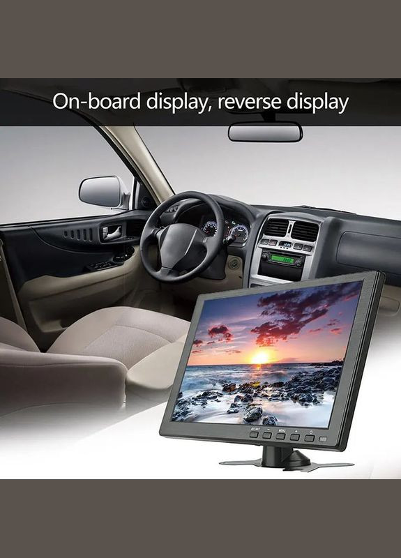 Монітор екран портативний 10'' для авто / відеоспостереження / ПК / моніторинг / HDMI, VGA, RCA, AV, USB / 12В No Brand (322567835)