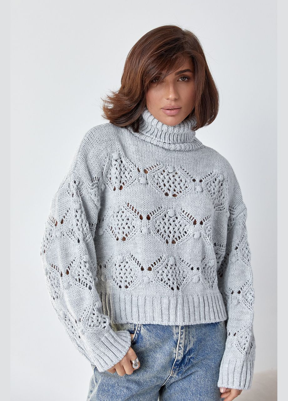 Ажурный свитер с застежкой по бокам 01037 Lurex (280910755)
