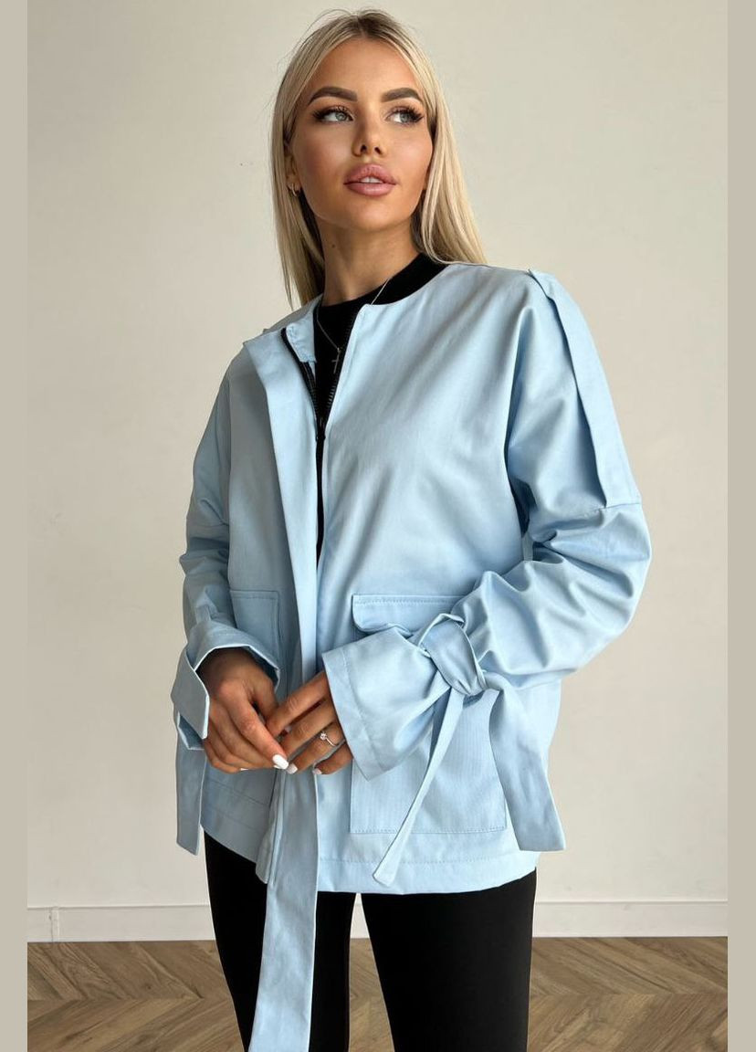 Оливкова демісезонна джинсова куртка жіноча оливкового кольору Let's Shop