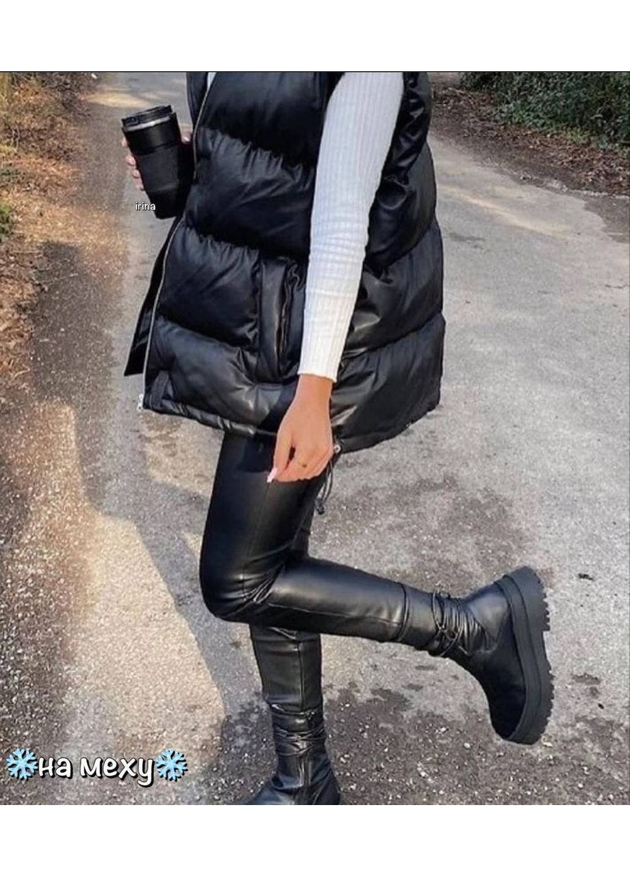 Лосини жіночі на хутрі . Еко шкіра на хутрі No Brand (366197223)