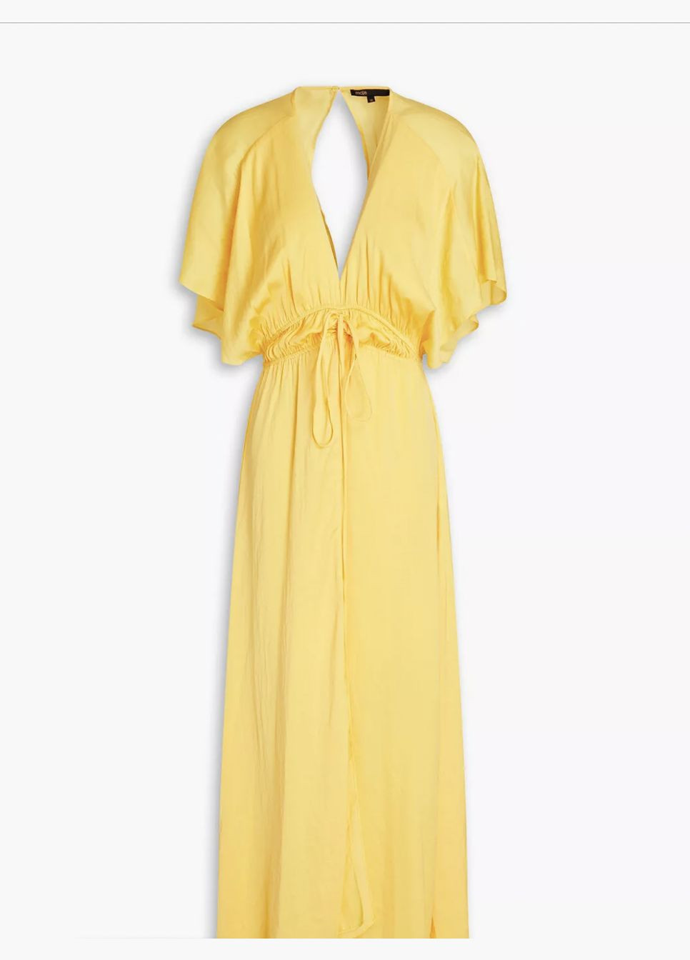 Жовтий святковий, коктейльна, домашній, пляжна, карнавальний, відвертий, повсякденний, кежуал, вечірня стильна пляжна сукня сукня-комбінація, в грецькому стилі, з відкритою спиною, силуетна Maje