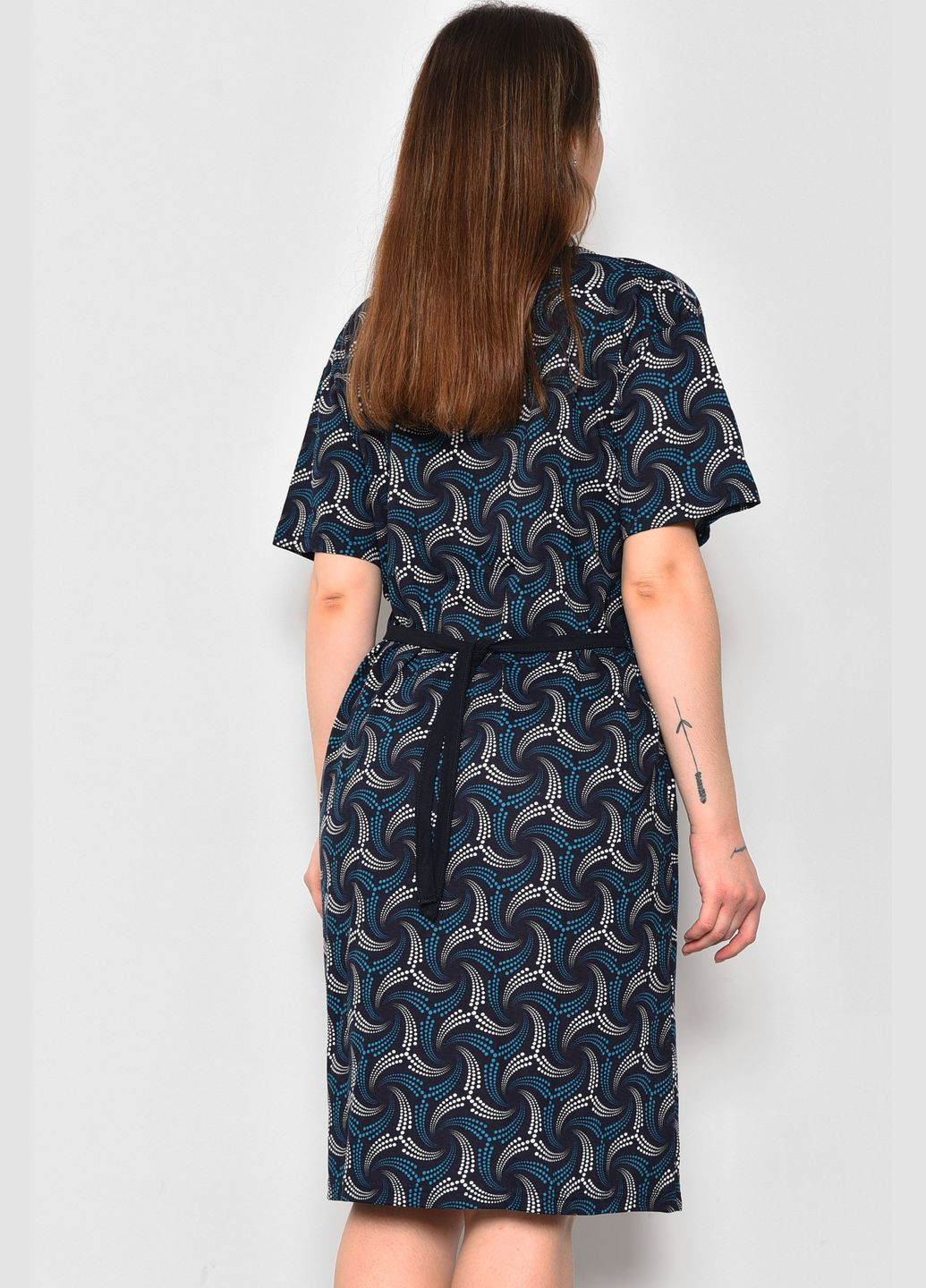 Халат жіночий напівбатальний з принтом темно-синього кольору Let's Shop (280777203)