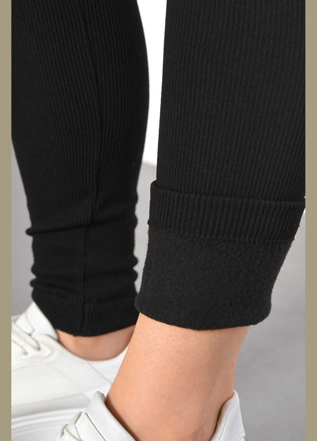 Лосины женские в рубчик на байке черного цвета Let's Shop (301196788)