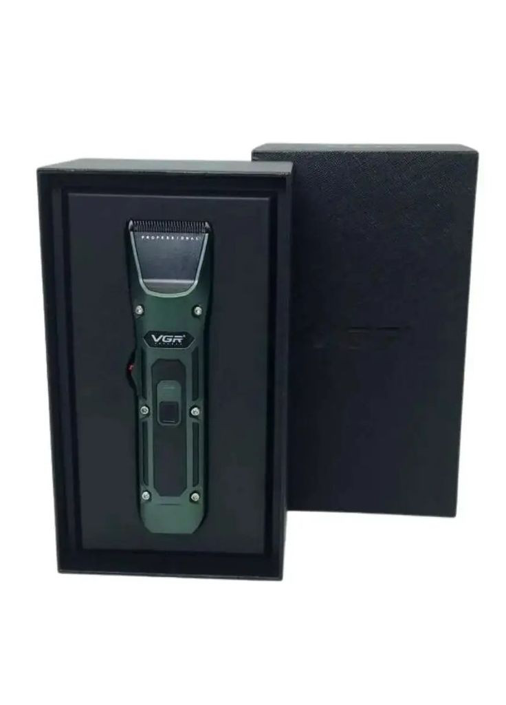 Машинка для стрижки волосся з цифровим дисплеєм та насадками акумуляторна 5 Вт зелений (2390000051) VGR V-696 (345562783)