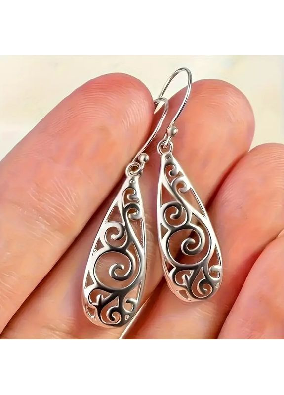 Серьги-подвески классические бохо стиль капля с узорами 4.4 см AurumLux047 Liresmina Jewelry (352495982)