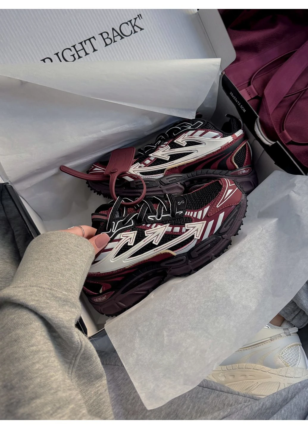 Кросівки жіночі і чоловічі OFF-WHITE Be Right Back Burgundy | Офф-Вайт Райт Бек бордові No Brand бордові демісезони (402665070)