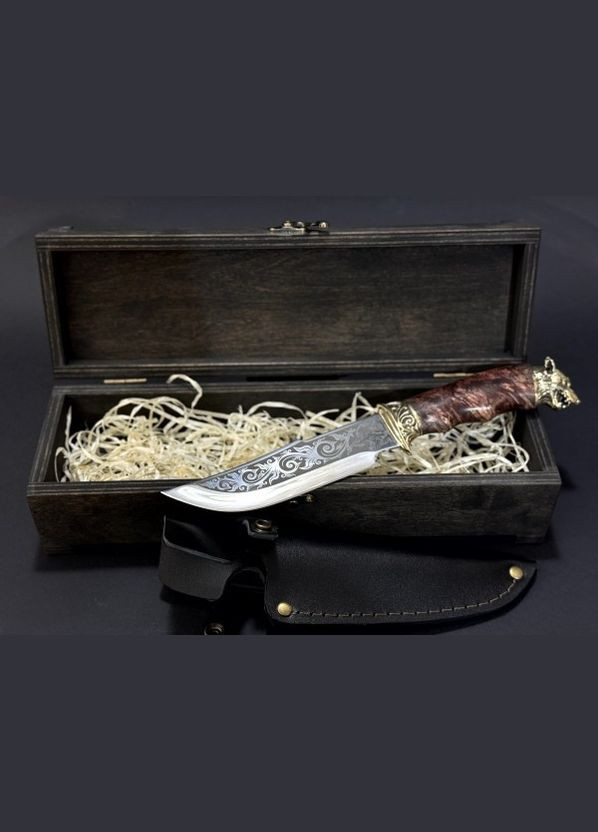 Нож охотничий Волк 22k59 в подарочном деревянном кейсе NB Art (346535139)