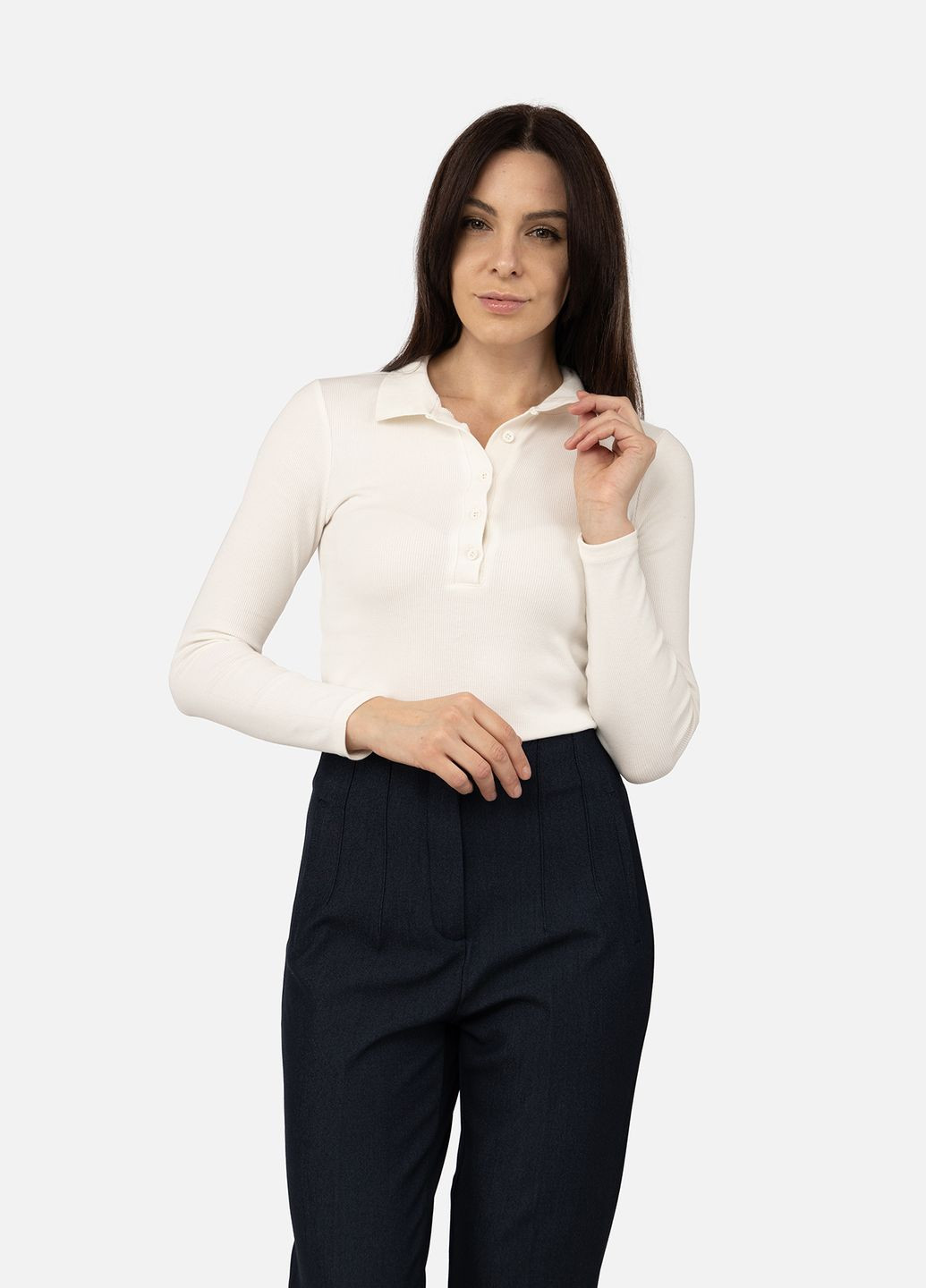 Футболка с длинным рукавом женская цвет молочный ЦБ-00270107 Karol - (317210704)