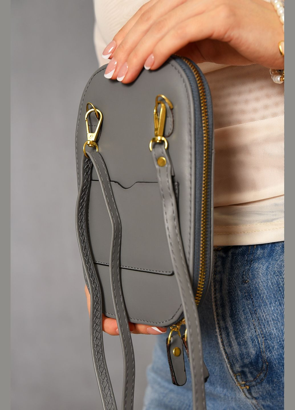 Клатч женский из экокожи серого цвета Let's Shop (312374673)