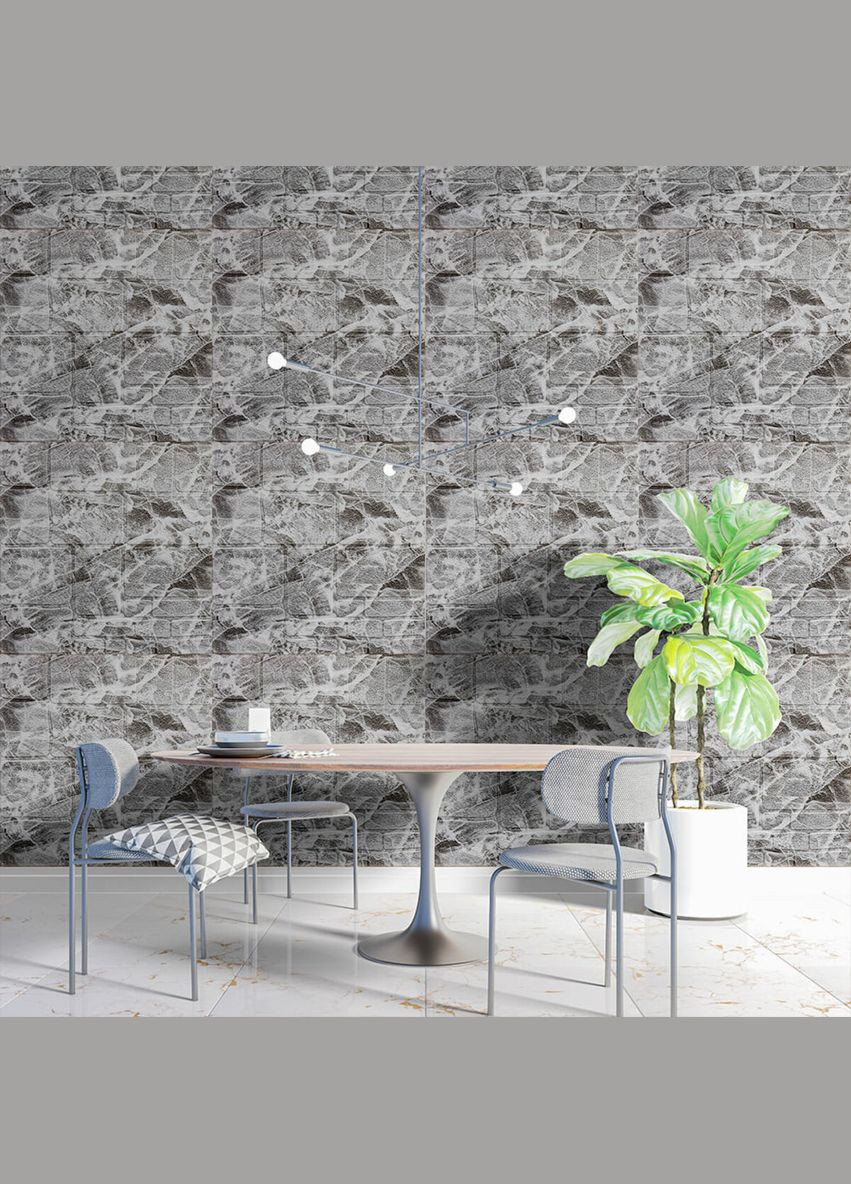 Самоклеюча декоративна 3D панель камінь чорно-білий мармур 700х700х7мм (154) SW-00000219 Sticker Wall (316101039)