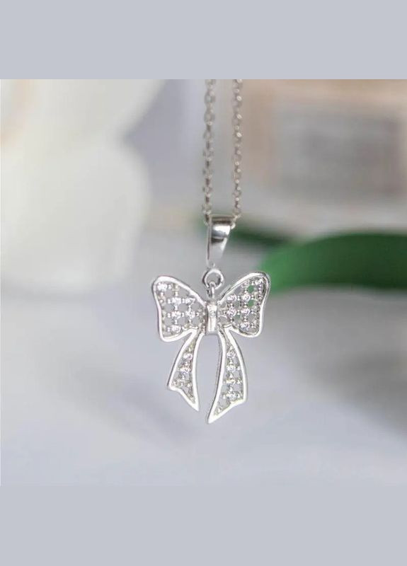 Подвес серебряный Бант с россыпью белых фианитов No Brand (333705788)