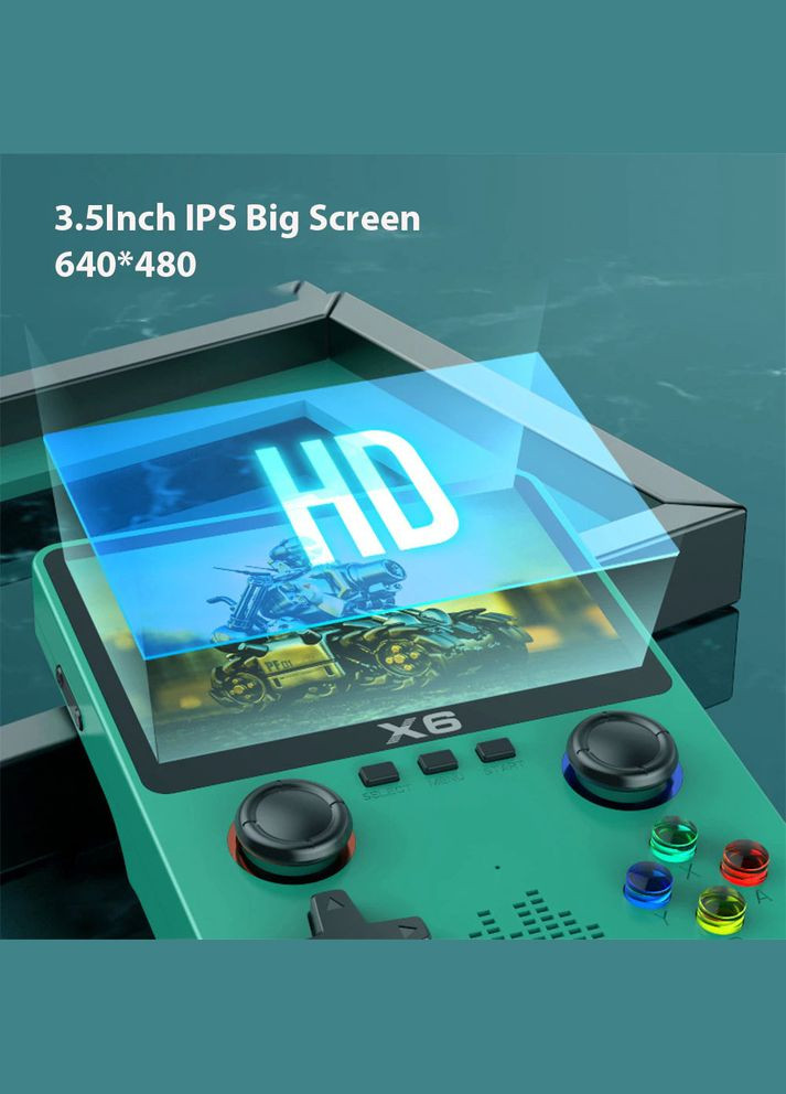 Портативная игровая приставка X6 10000 игр / 3.5'' IPS, 640x480 / AV выход / консоль, ретро / 2000 mAh Green No Brand (322566657)