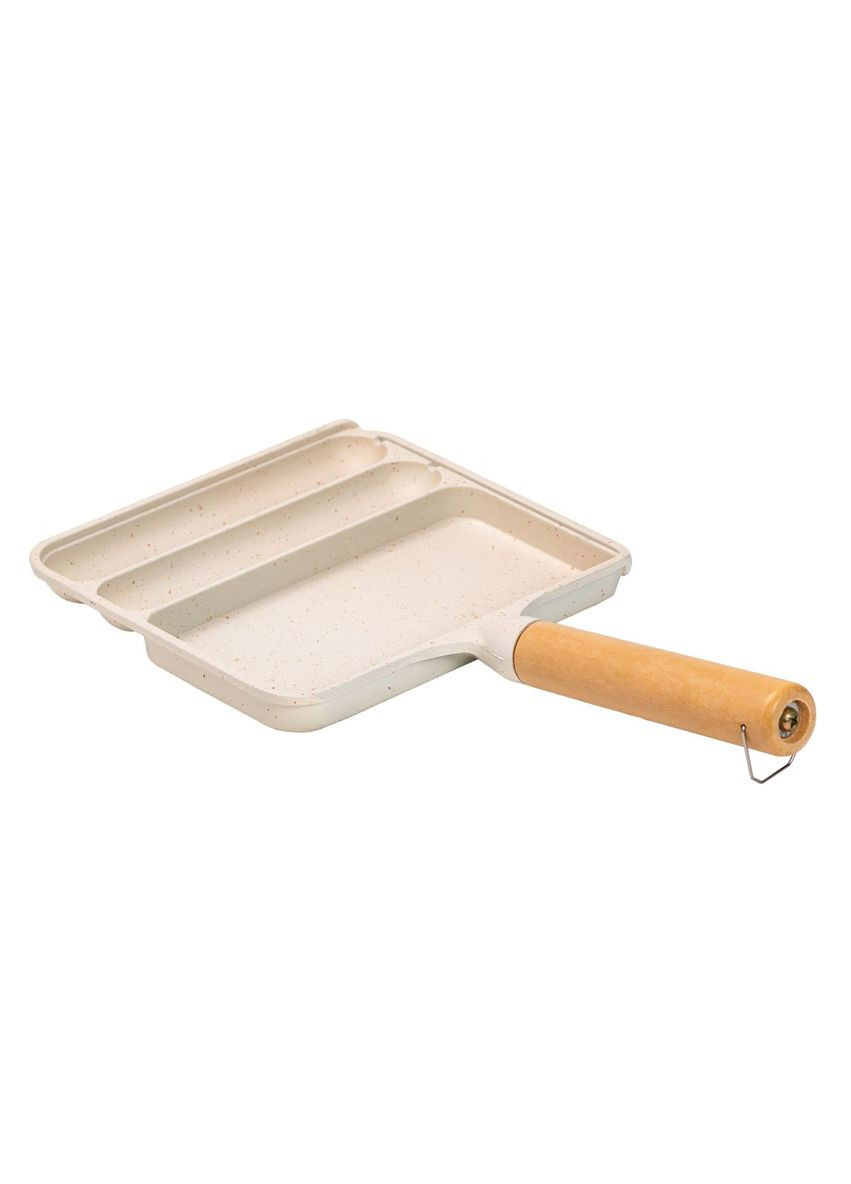 Сковорода прямокутна на 3 секції з антипригарним покриттям бежева Breakfast (356460465)