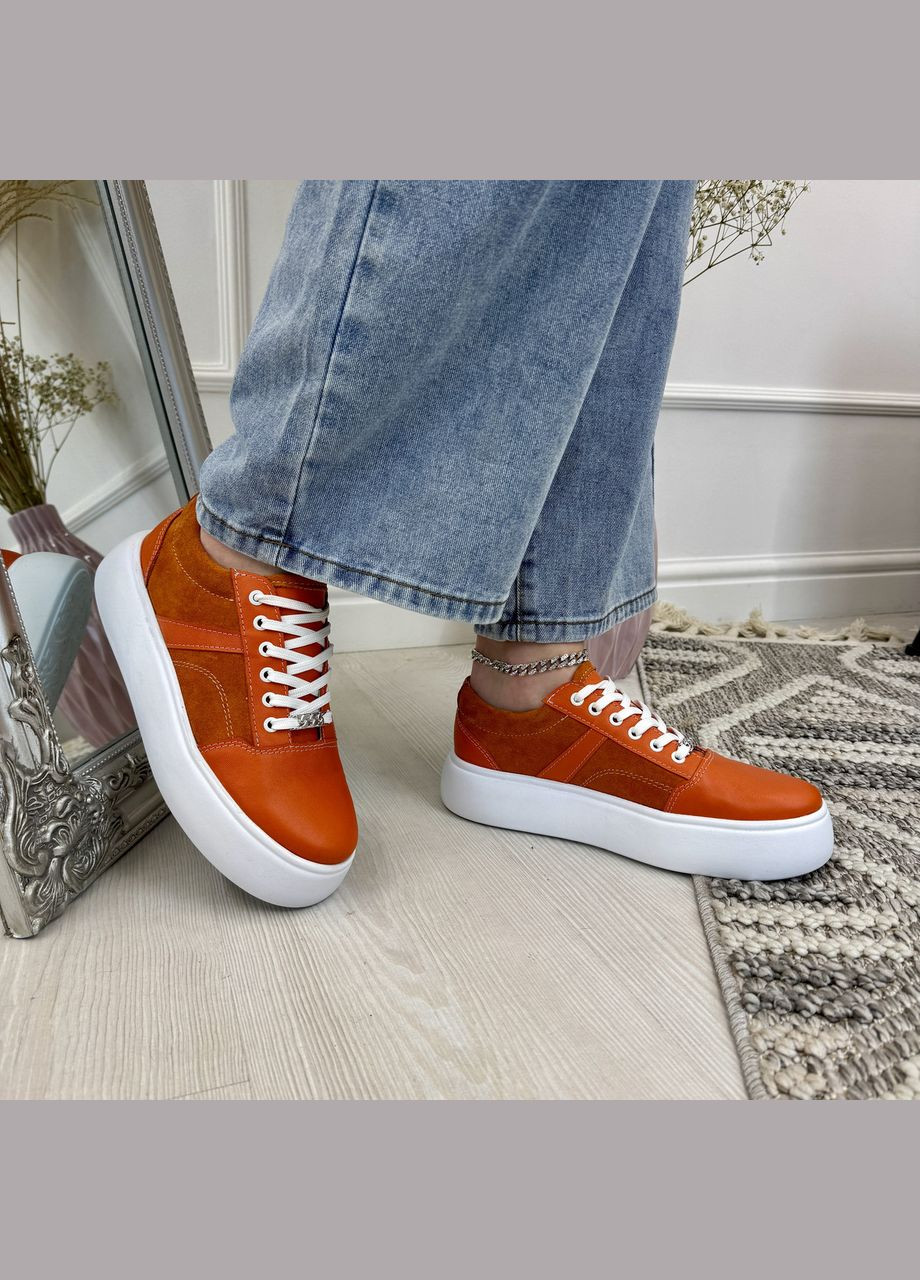 Кеды женские комбинированные на шнуровке.. 39 размер Vasha para оранжевые (331346189)