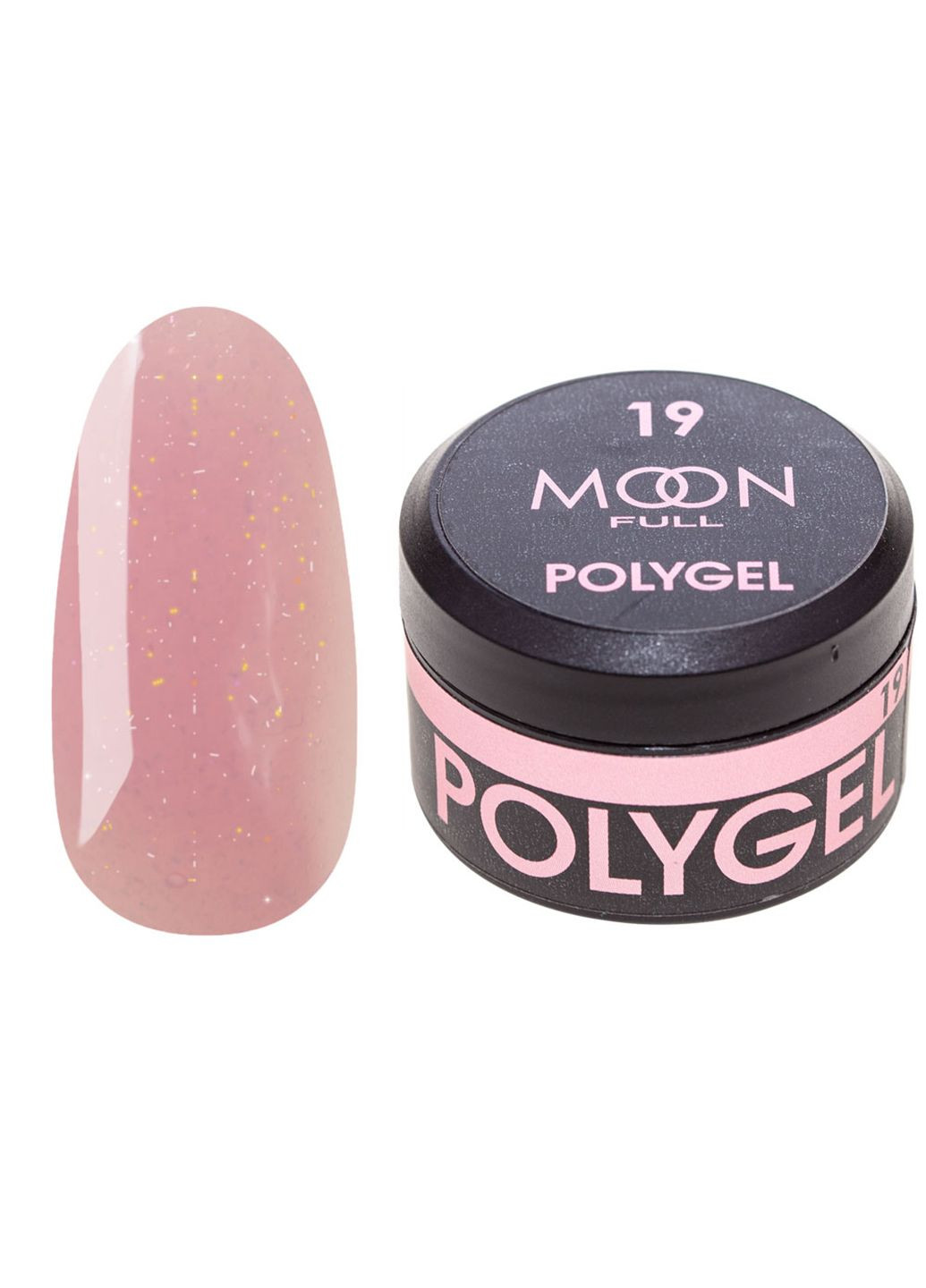 Полигель для наращивания ногтей Full Poly Gel №19 Насыщеннно-розовый с шиммером 15 мл Moon (294340122)