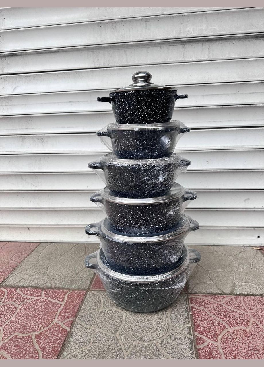 Антипригарна каструля 2.2л із гранітним покриттям Ø20см посуд з гранітним покриттям Styleberg ST-3021 Чорна No Brand (317191391)