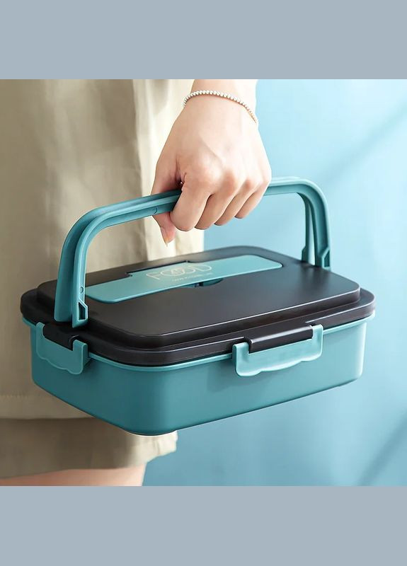 Термо ланч бокс на 3 секції з приладами Food 1л, зелений More (299841462)