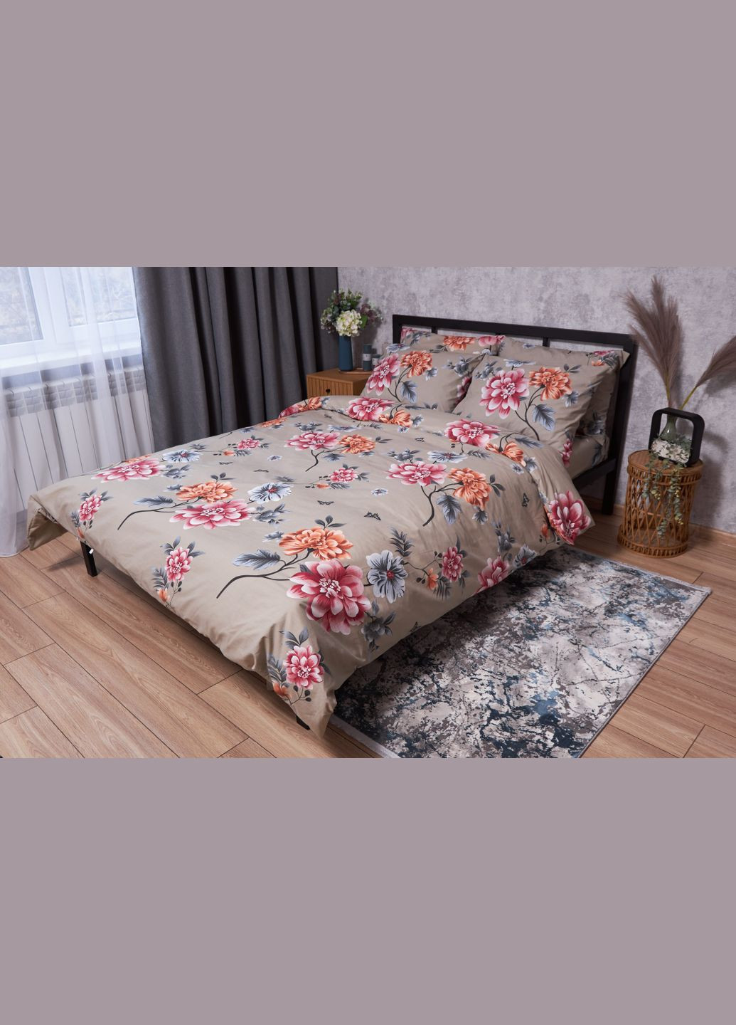 Комплект постільної білизни Бязь Gold Люкс «» євро 200х220 наволочки 2х70х70 (MS-820001890) Moon&Star Peony Brown (285717344)