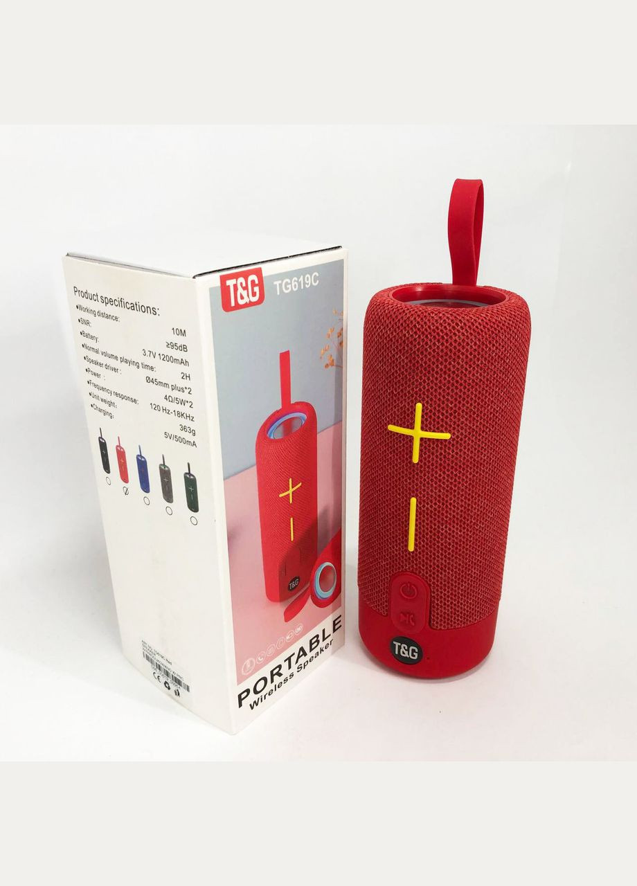 Портативная Bluetooth колонка TG619C FM-радио USB/TF с ремешком, громкая блютузная колонка. Цвет: корасный No Brand (359475290)