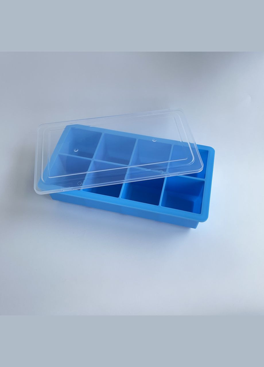 Силиконовая форма для льда Bar House куб 5 х 5 см с пластиковой крышкой 8 кубиков Голубая No Brand (341827951)