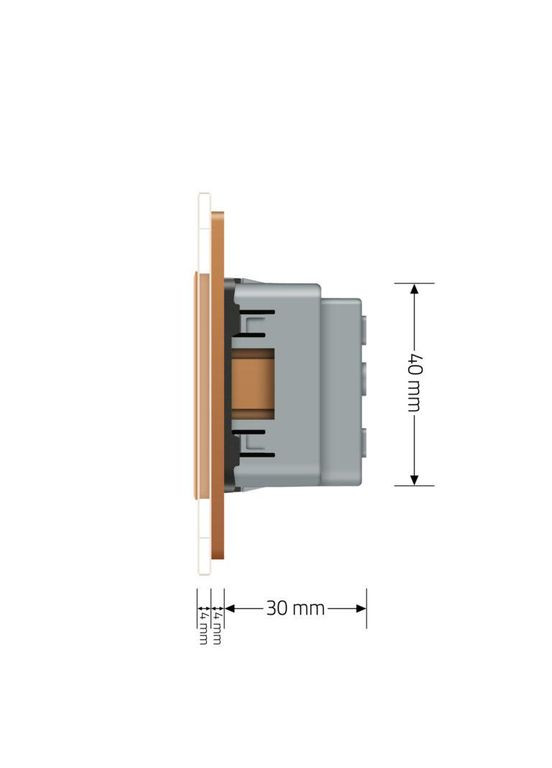 Подвійна електрична розетка з заземленням, золота, скляна рамка, шторки, 250В 16А (VL-C7C2EU-13) Livolo (370970788)
