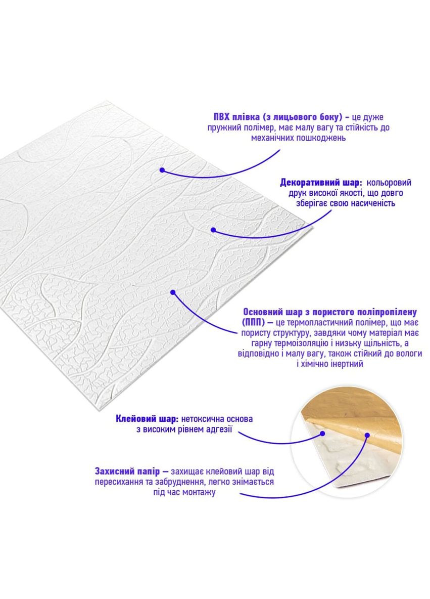 Панель 3D WHITE 700*700*6мм (D) SW-00001948 No Brand (328578625)