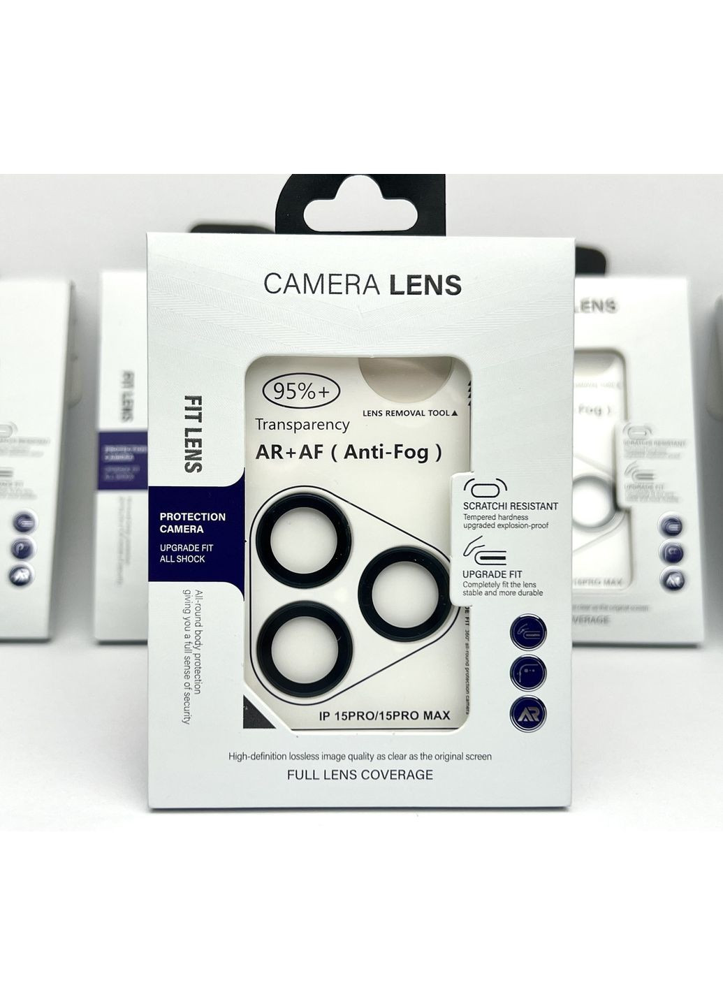 Лінзи на 15 PRO Camera lens захисне скло Metal AR + AF лінзи на камеру для айфон Titanium Blue / No Brand (369137489)