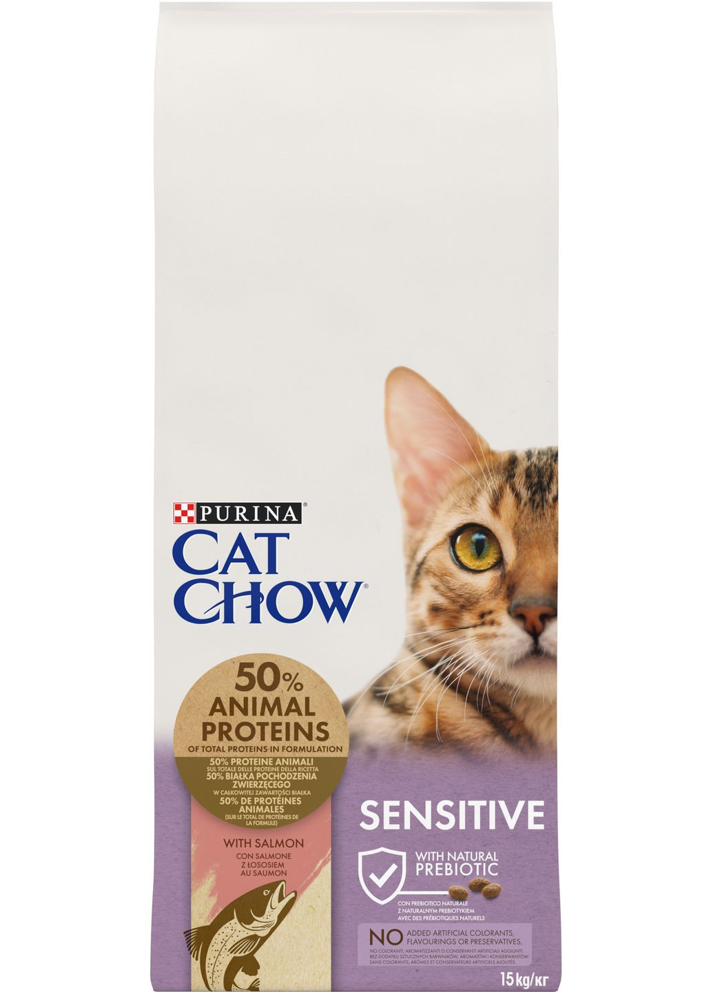 Сухий корм для дорослих котів із чутливою шкірою та травленням Sensitive з лососем 15 кг Purina Cat Chow (332017670)