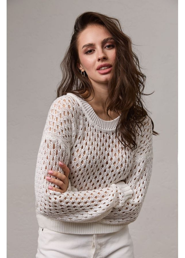 Молочний джемпер сітка 2750 кораловий Triko Bakh