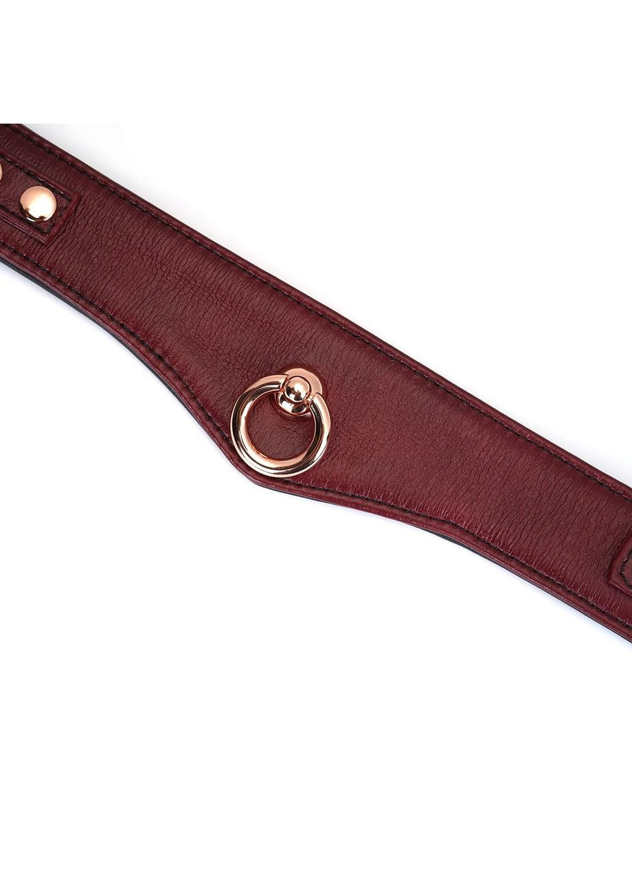 Шкіряний нашийник з повідцем Liebe Seele Wine Red Curved, замок-сердечко Collar (303893334)
