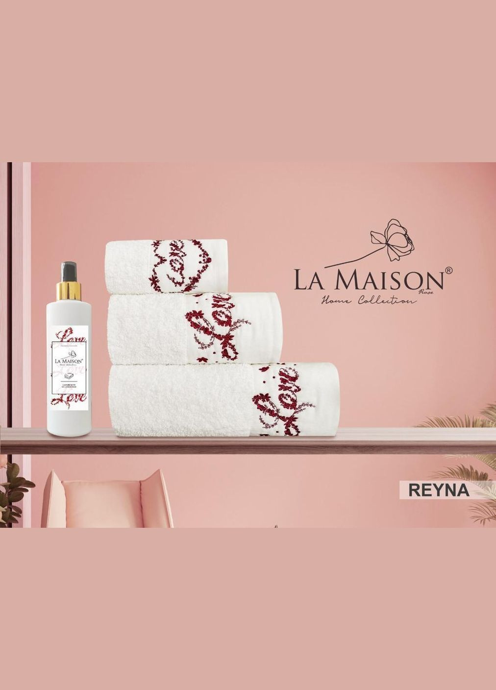 Подарочный набор полотенец La, 3 шт. с ароматом Reyna Maison белый