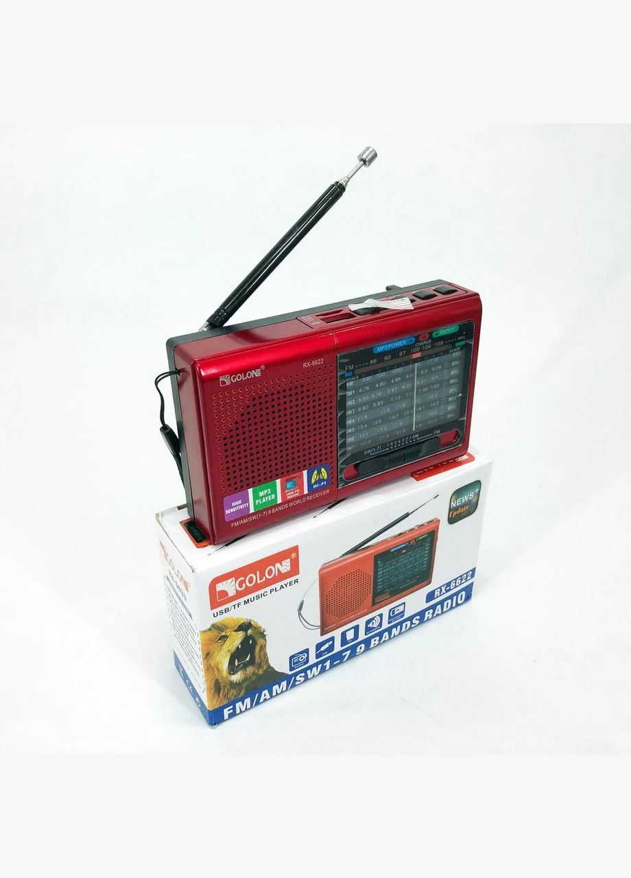 Портативна стовпчик радіо MP3 USB Golon RX-6622. Колір: червоний No Brand (386241768)